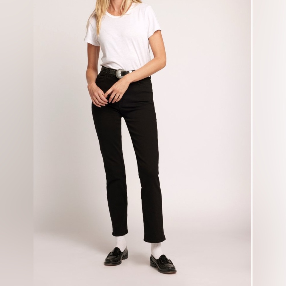 NWT Current/Elliott- The Soulmate Slim Black Straight Leg Jeans, Size 24